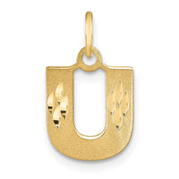 Load image into Gallery viewer, 14KY Satin Diamond-cut Letter U Initial Charm
