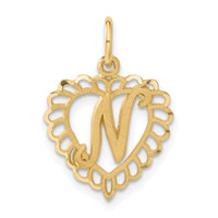Load image into Gallery viewer, 14k Heart Letter N Charm

