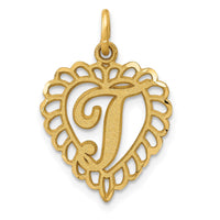 Load image into Gallery viewer, 14k Heart Letter T Charm
