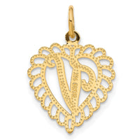 Load image into Gallery viewer, 14k Heart Letter V Charm
