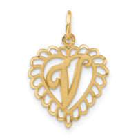 Load image into Gallery viewer, 14k Heart Letter V Charm
