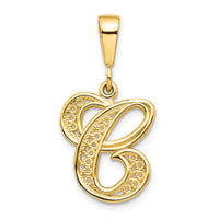 Load image into Gallery viewer, 14KY Polished Script Filigree Letter C Initial Pendant
