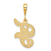 Load image into Gallery viewer, 14KY Polished Script Filigree Letter F Initial Pendant
