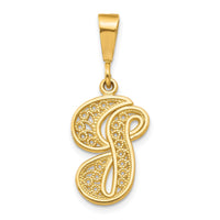 Load image into Gallery viewer, 14KY Polished Script Filigree Letter G Initial Pendant
