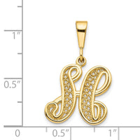 Load image into Gallery viewer, 14KY Polished Script Filigree Letter H Initial Pendant
