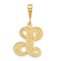 Load image into Gallery viewer, 14KY Polished Script Filigree Letter L Initial Pendant
