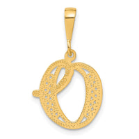 Load image into Gallery viewer, 14KY Polished Script Filigree Letter O Initial Pendant
