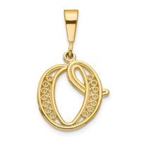 Load image into Gallery viewer, 14KY Polished Script Filigree Letter O Initial Pendant
