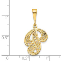 Load image into Gallery viewer, 14KY Polished Script Filigree Letter P Initial Pendant
