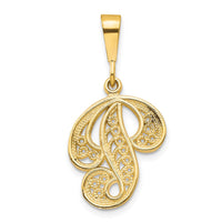 Load image into Gallery viewer, 14KY Polished Script Filigree Letter P Initial Pendant
