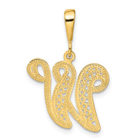 Load image into Gallery viewer, 14KY Polished Script Filigree Letter W Initial Pendant
