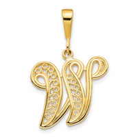 Load image into Gallery viewer, 14KY Polished Script Filigree Letter W Initial Pendant
