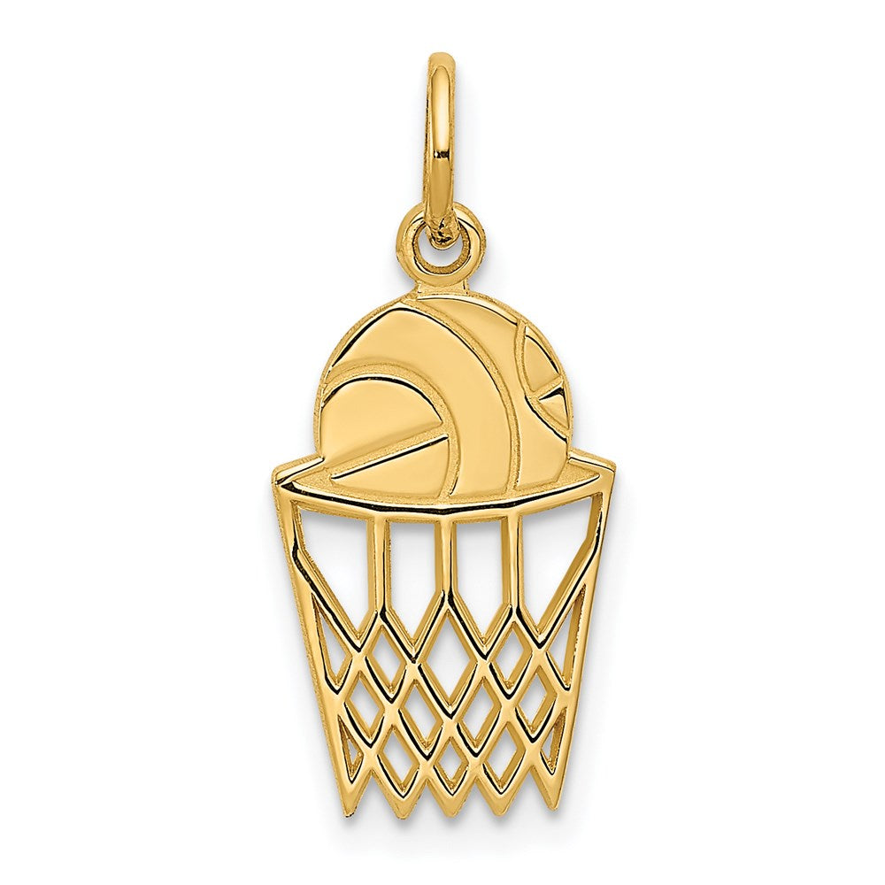 14k Basketball in Net Charm