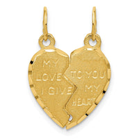 Load image into Gallery viewer, 14k Break Apart MY LOVE TO YOU I GIVE MY HEART Charm
