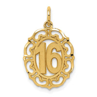 Load image into Gallery viewer, 14k #16 in Oval Circle Pendant
