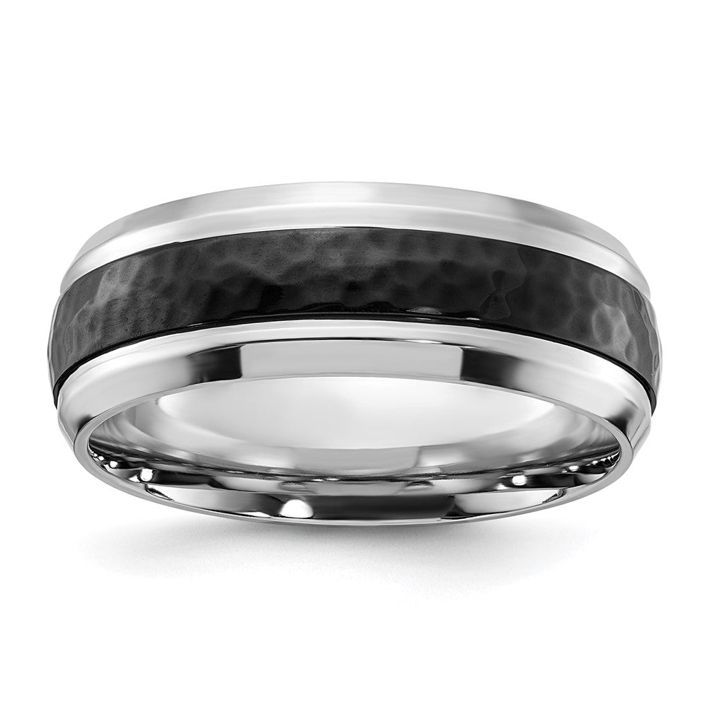 Chisel Cobalt Polished with Hammered Black IP-plated Center 8mm Band