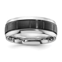 Load image into Gallery viewer, Chisel Cobalt Polished with Brushed Black IP-plated Grooved Center 8mm Band
