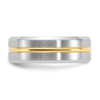 Load image into Gallery viewer, Chisel Cobalt Brushed and Polished with Yellow IP-plated Center Beveled Edge 8mm Band
