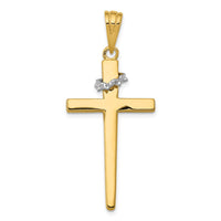 Load image into Gallery viewer, 14K Two-Tone Cross w/Crown of Thorns Pendant
