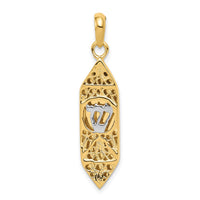 Load image into Gallery viewer, 14K w/ White Rhodium Mezuzah W/Shin Charm
