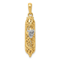 Load image into Gallery viewer, 14K w/ White Rhodium 3D Mezuzah W/Shin Charm
