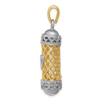 Load image into Gallery viewer, 14K Two-Tone 3D Mezuzah W/Shin Charm
