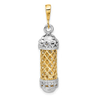 Load image into Gallery viewer, 14K Two-Tone 3D Mezuzah W/Shin Charm
