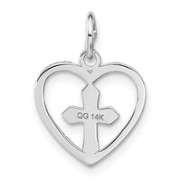 Load image into Gallery viewer, 14k White Gold Cross in Heart Charm
