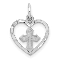 Load image into Gallery viewer, 14k White Gold Cross in Heart Charm
