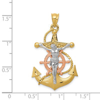 Load image into Gallery viewer, 14k Tri-color Mariners Cross Pendant
