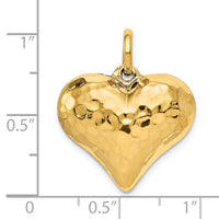 Load image into Gallery viewer, 14K Polished and Hammered 3-D Heart Pendant

