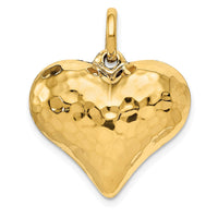 Load image into Gallery viewer, 14K Polished and Hammered 3-D Heart Pendant
