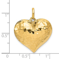 Load image into Gallery viewer, 14K Polished and Hammered 3-D Heart Pendant
