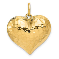 Load image into Gallery viewer, 14K Polished and Hammered 3-D Heart Pendant
