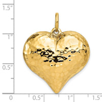 Load image into Gallery viewer, 14K Polished and Hammered 3-D Heart Pendant
