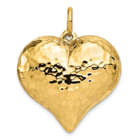 Load image into Gallery viewer, 14K Polished and Hammered 3-D Heart Pendant
