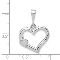 Load image into Gallery viewer, 14k White Gold Solid Satin Polished Fancy 3D Heart Pendant
