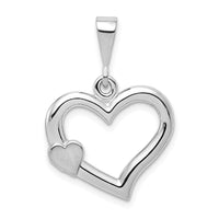 Load image into Gallery viewer, 14k White Gold Solid Satin Polished Fancy 3D Heart Pendant
