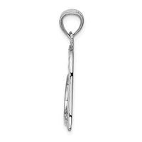 Load image into Gallery viewer, 14k White Gold Solid Satin Diamond-cut Reversible Heart Pendant
