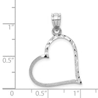 Load image into Gallery viewer, 14k White Gold Solid Satin Diamond-cut Reversible Heart Pendant

