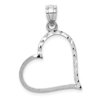 Load image into Gallery viewer, 14k White Gold Solid Satin Diamond-cut Reversible Heart Pendant
