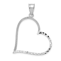 Load image into Gallery viewer, 14k White Gold Solid Diamond-cut Reversible Heart Pendant
