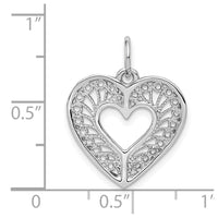 Load image into Gallery viewer, 14k White Gold Solid Diamond-cut Fancy Filigree Heart Charm
