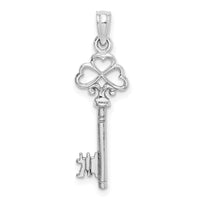 Load image into Gallery viewer, 14K White Gold 3-D Key w/ Hearts Charm
