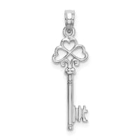 Load image into Gallery viewer, 14K White Gold 3-D Key w/ Hearts Charm
