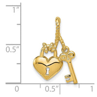 Load image into Gallery viewer, 14K Polished Key Tied to Heart Lock Charm
