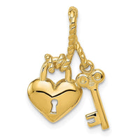 Load image into Gallery viewer, 14K Polished Key Tied to Heart Lock Charm
