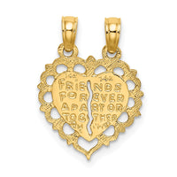 Load image into Gallery viewer, 14k Polished BEST FRIEND 2 Piece Break-Apart Heart Charm
