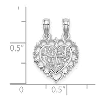 Load image into Gallery viewer, 14k White Gold BEST FRIEND 2 Piece Break-Apart Heart Charm
