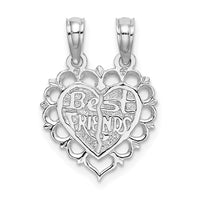 Load image into Gallery viewer, 14k White Gold BEST FRIEND 2 Piece Break-Apart Heart Charm
